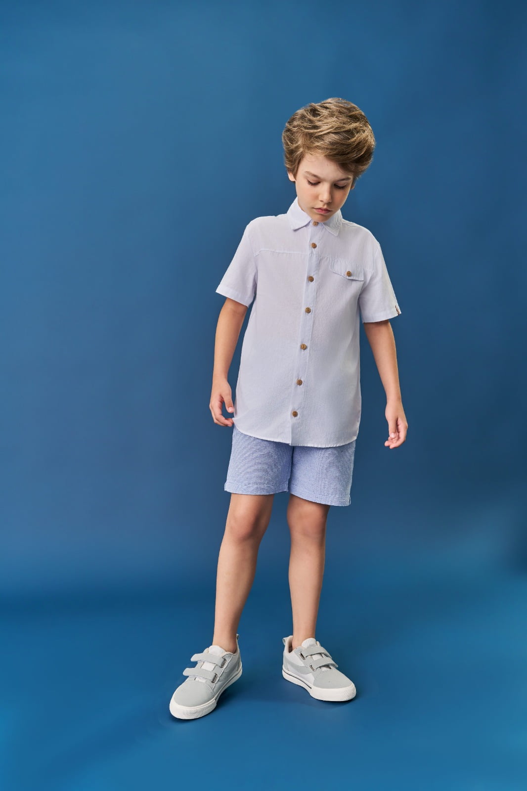 CONJUNTO INFANTIL MENINO DIVERTTO CAMISA BRANCA E BERMUDA EM SARJA - 17708