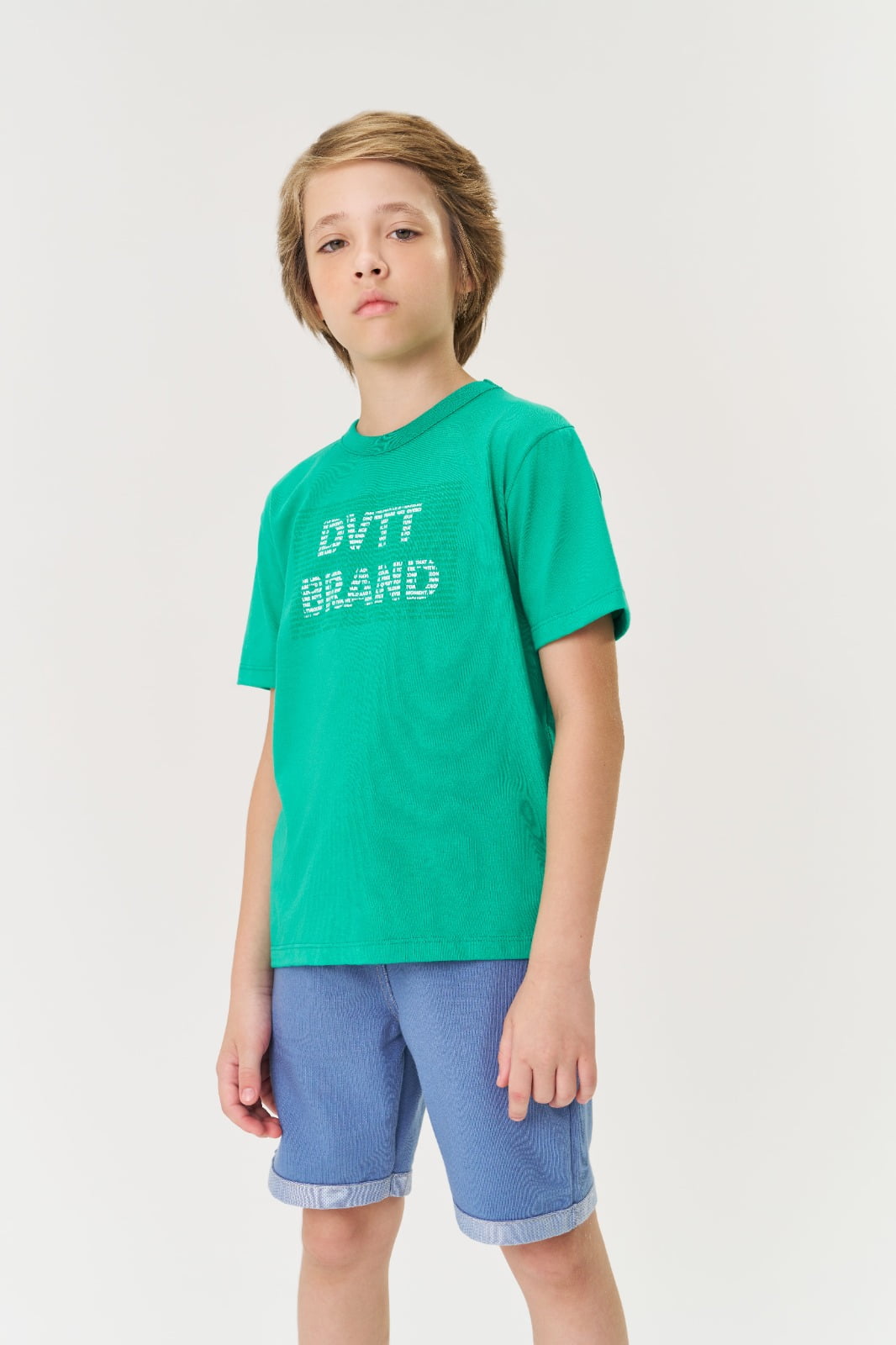 CONJUNTO INFANTIL MENINO DIVERTTO CAMISETA ESTAMPADA E BERMUDA JEANS MÉDIO - 17692