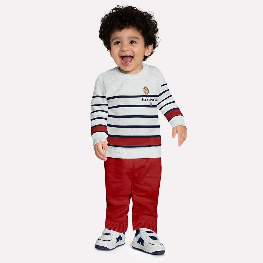 CONJUNTO INFANTIL MENINO MILON CASACO LISTRADO E CALÇA EM MOLETOM - 2000811