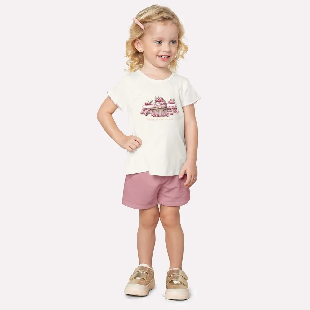CONJUNTO INFANTIL MILON BLUSA ESTAMPA DOCES E SHORT EM MOLETINHO - 2000954