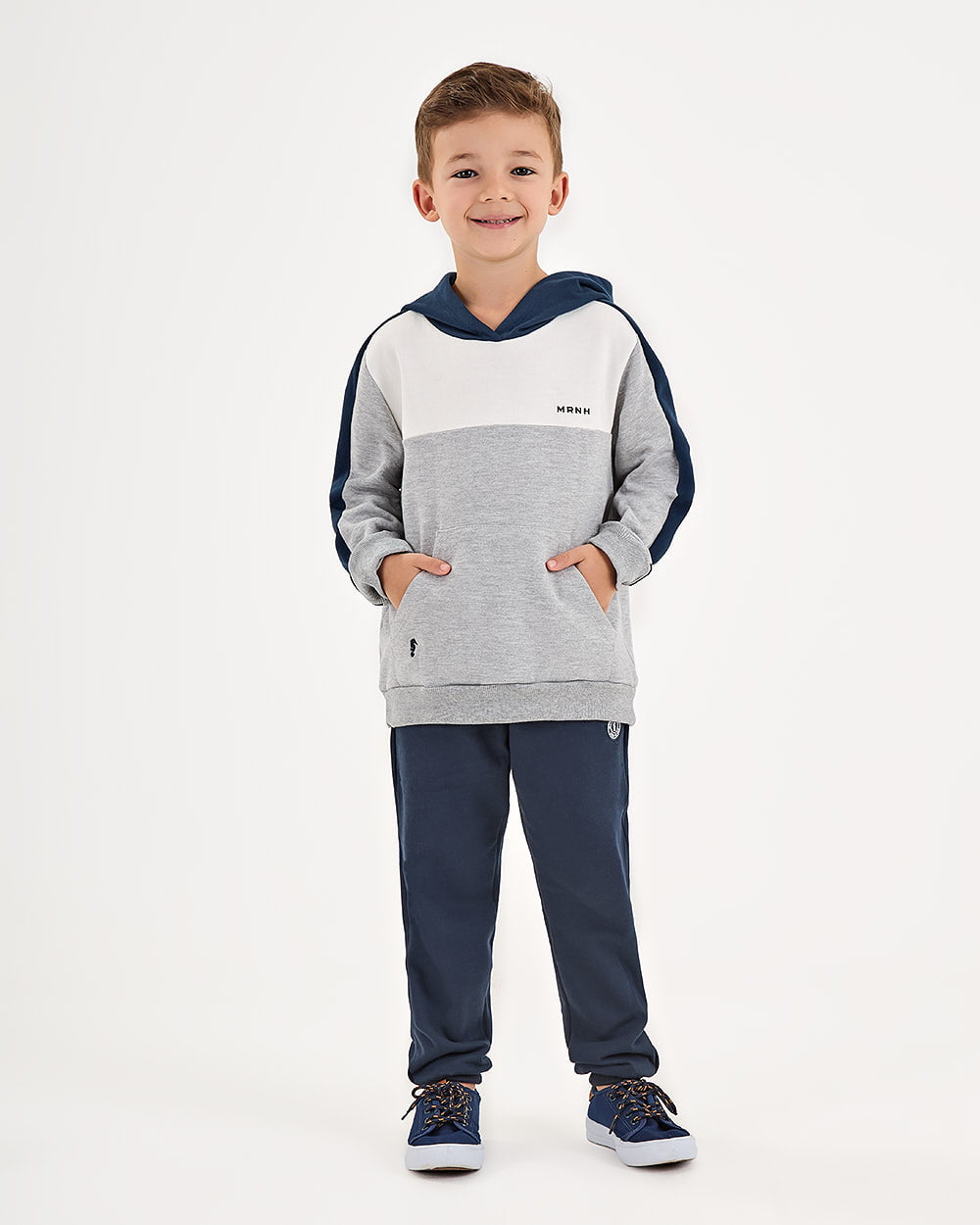 CONJUNTO INFANTIL ONDA MARINHA BLUSÃO E CALÇA EM MOLETOM - 1251067