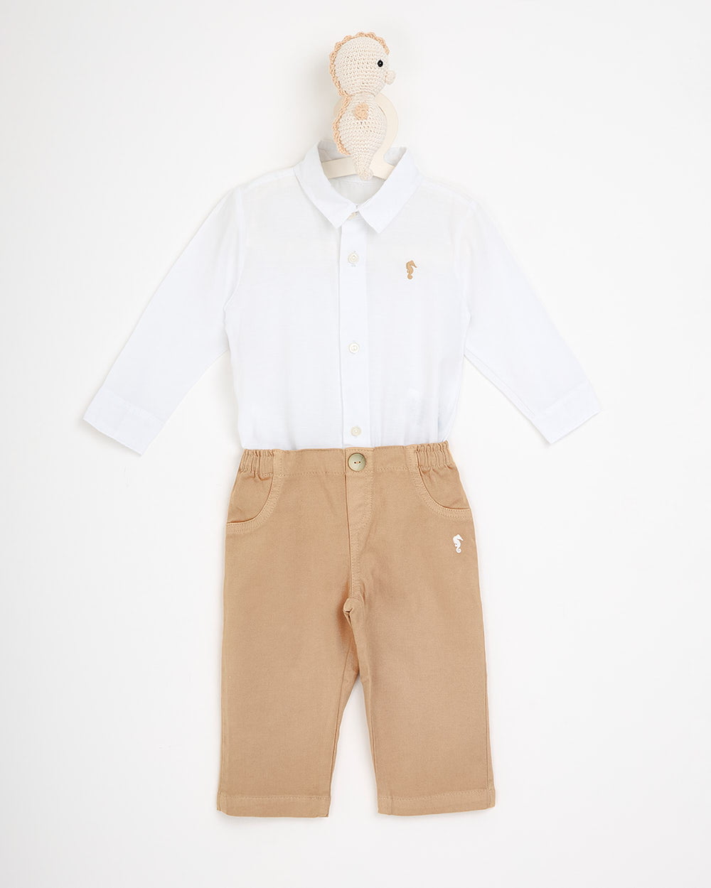 CONJUNTO INFANTIL ONDA MARINHA BODY CAMISA EM TRICOLINE E CALÇA EM SARJA MOLETOM - 1251016
