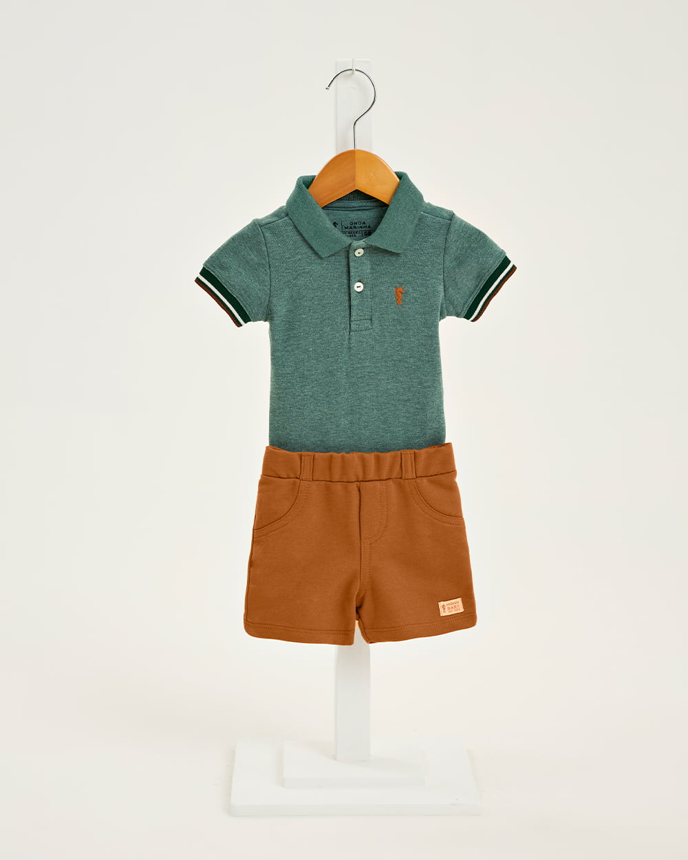 CONJUNTO INFANTIL ONDA MARINHA BODY EM SUEDINE LEVE E BERMUDA EM MOLETINHO -1254127