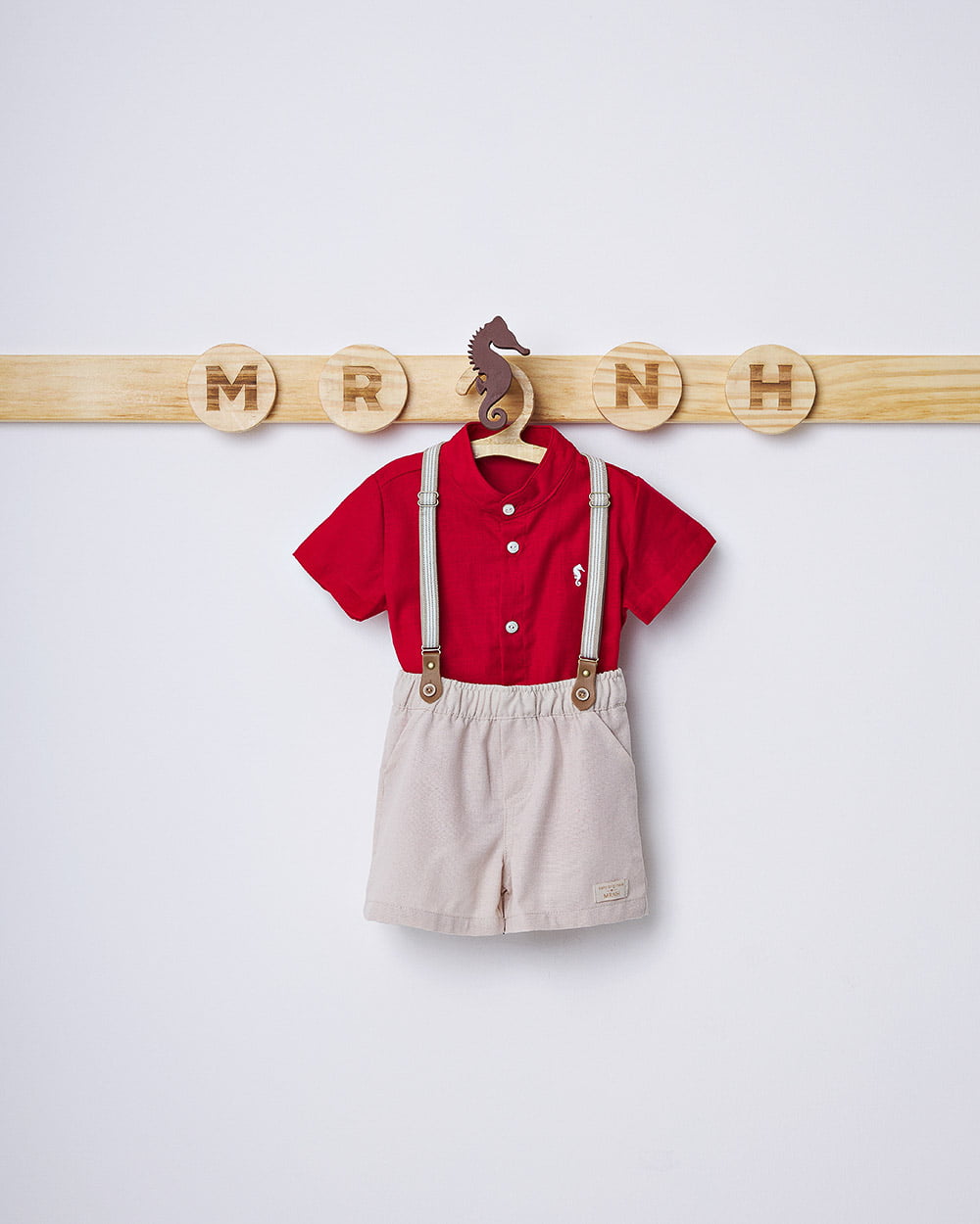 CONJUNTO INFANTIL ONDA MARINHA CAMISA EM LINHO E BERMUDA EM LINHO - 1244036