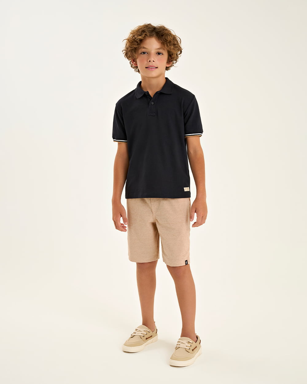 CONJUNTO INFANTIL ONDA MARINHA CAMISA POLO EM PIQUET CONFORT E BERMUDA EM MALHA TRABALHA - 1254107