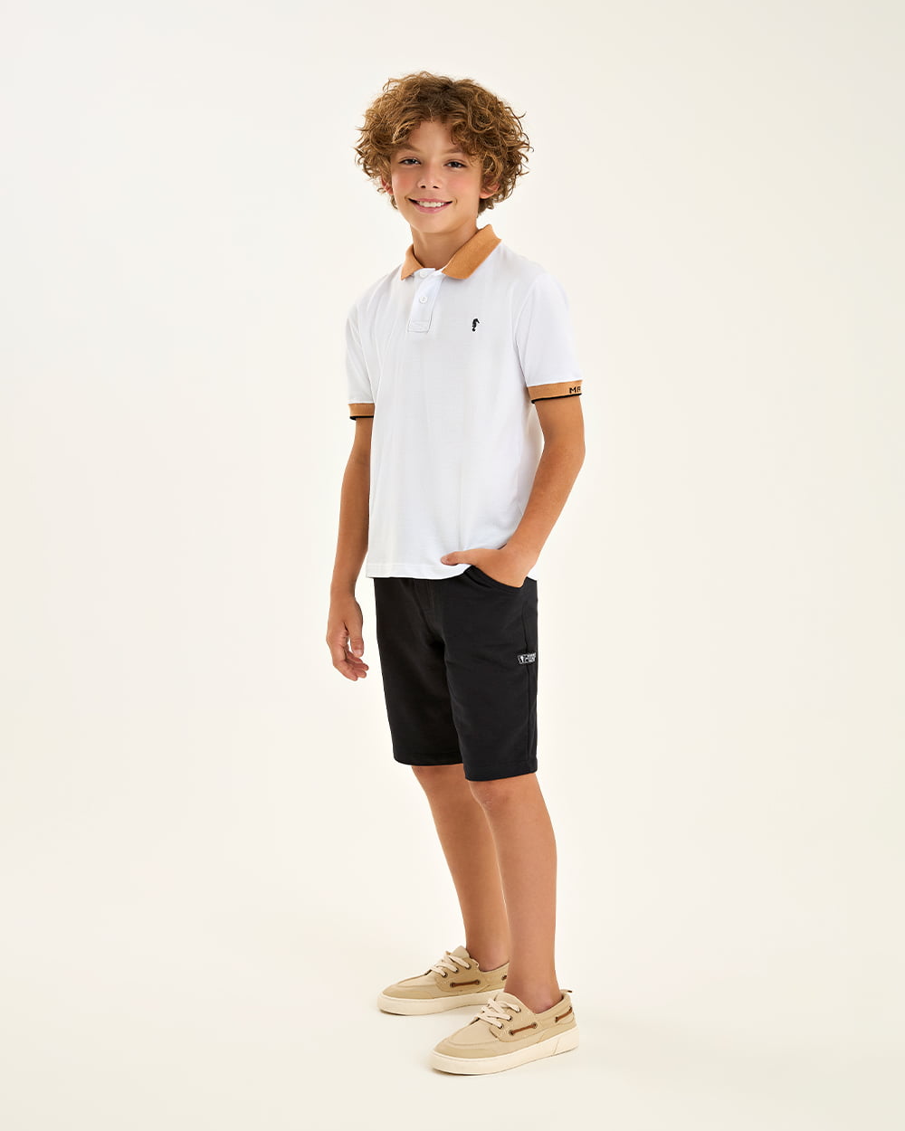 CONJUNTO INFANTIL ONDA MARINHA CAMISA POLO EM PIQUET CONFORT E EBERMUDA EM MOLETINHO - 1254108