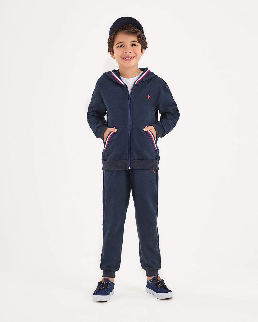 CONJUNTO INFANTIL ONDA MARINHA JAQUETA E CALÇA EM MOLETOM - 1251069