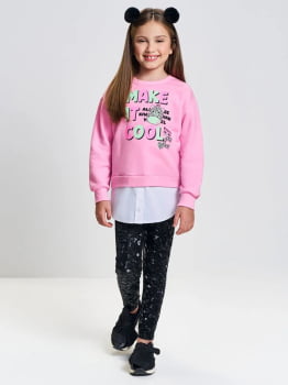 CONJUNTO INFANTIL CINTI BLUSÃO EM MOLETOM E CALÇA LEGGING EM MALHA ANIMAL PRINT - 012261920