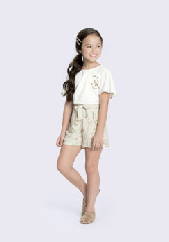 CONJUNTO INFANTIL ALAKAZOO BLUSA BORDADA E SHORT ESTAMPADO - 37376