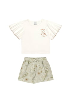 CONJUNTO INFANTIL ALAKAZOO BLUSA BORDADA E SHORT ESTAMPADO - 37376