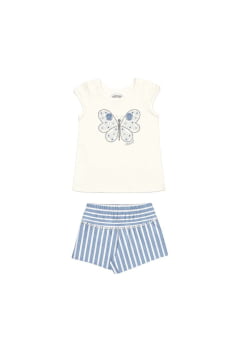 CONJUNTO INFANTIL ALAKAZOO BLUSA BORDADA E SHORTS LISTRADO - 46146