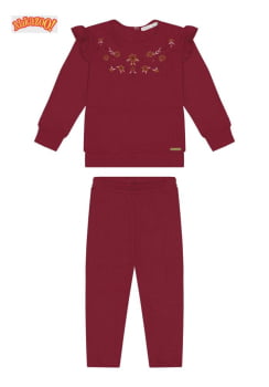 CONJUNTO INFANTIL ALAKAZOO BLUSA COM BORDADO E CALÇA COM TEXTURA - 65275