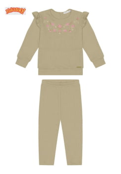 CONJUNTO INFANTIL ALAKAZOO BLUSA COM BORDADO E CALÇA COM TEXTURA - 65275