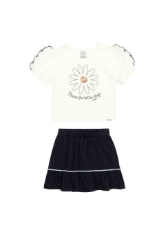 CONJUNTO INFANTIL ALAKAZOO BLUSA COM ESTAMPA E SAIA - 39475