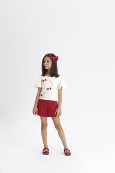 CONJUNTO INFANTIL ALAKAZOO BLUSA COM LAÇOS E SHORT TEXTURIZADO - A5231