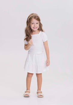 CONJUNTO INFANTIL ALAKAZOO BLUSA COM STRASS E SAIA COM SHORT EMBUTIDO - 46860