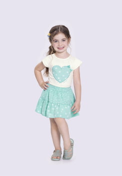 CONJUNTO INFANTIL ALAKAZOO BLUSA E SAIA EVASÊ ESTAMPADA - 37598