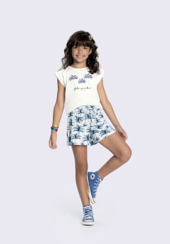 CONJUNTO INFANTIL ALAKAZOO BLUSA E SHORTS COM ESTAMPA DE COQUEIROS - 37374