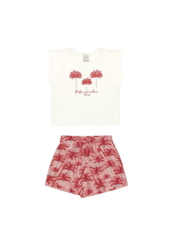 CONJUNTO INFANTIL ALAKAZOO BLUSA E SHORTS COM ESTAMPA DE COQUEIROS - 37374