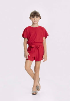 CONJUNTO INFANTIL ALAKAZOO BLUSA STRASS E SHORT TEXTURADA - 46817