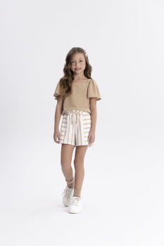 CONJUNTO INFANTIL ALAKAZOO BLUSA TEXTURIZADA E SHORT LISTRADO - A5226