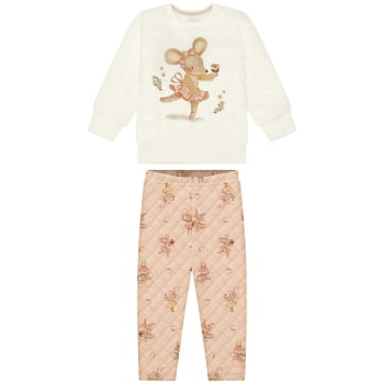 CONJUNTO INFANTIL ALAKAZOO BLUSÃO EM PELUCIADO  E CALÇA COM ESTAMPA BAILARINA - 65271
