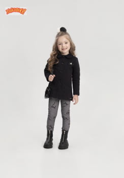 CONJUNTO INFANTIL ALAKAZOO SOBRETUDO EM COTTON  E CALÇA LEGGING ESTAMPA LAÇOS - 65304