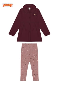 CONJUNTO INFANTIL ALAKAZOO SOBRETUDO E CALÇA LEGGING ESTAMPADA - 65305