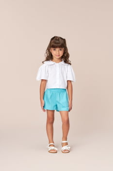 CONJUNTO INFANTIL BAMBOLLINA BLUSA CROPPED EM TRICOLINE E SHORT - 1160290