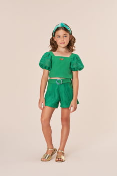 CONJUNTO INFANTIL BAMBOLLINA BLUSA E SHORT VERDE - 1166190