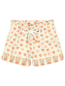 CONJUNTO INFANTIL CINTI BABY BLUSA BOXY E SHORT EM MOLETINHO LINHO ESTAMPA CORAÇÕES - 10245