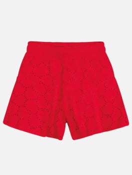 CONJUNTO INFANTIL CINTI BABY BLUSA E SHORT EM LAISE CORAÇÕES VERMELHO - 10297