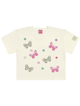 CONJUNTO INFANTIL CINTI BLUSA BOXY ESTAMPADA E SHORT EM MOLETINHO LINHO - 12098