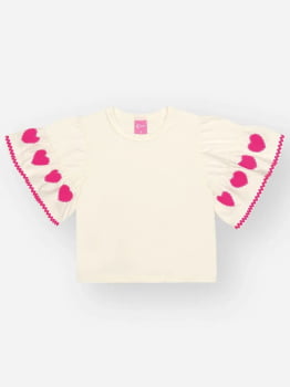 CONJUNTO INFANTIL CINTI BLUSA COM ESTAMPA DE CORAÇÕES E SHORT-SAIA - 12640