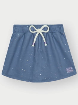 CONJUNTO INFANTIL CINTI BLUSA CROPPED COLETE E SHORT EM JEANS MÉDIO - 12589