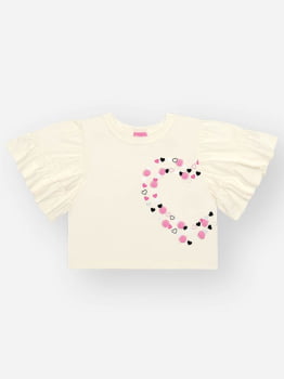 CONJUNTO INFANTIL CINTI BLUSA CROPPED COM POMPOM E SHORT-SAIA - 12729 CONJUNTO INFANTIL CINTI BLUSA CROPPED COM POMPOM E SHORT-SAIA - 12729