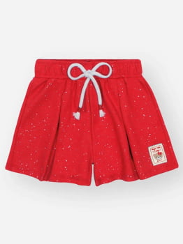 CONJUNTO INFANTIL CINTI BLUSA CROPPED EM MEIA MALHA COM CORAÇÕES E SHORT COM GLITTER - 12715