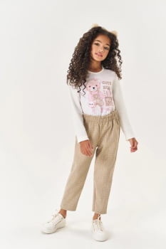 CONJUNTO INFANTIL CINTI BLUSA CUTE E CALÇA BEGE - 12403