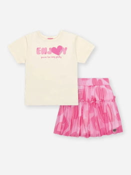 CONJUNTO INFANTIL CINTI BLUSA E SAIA EM TULE CORAÇÕES - 012262600