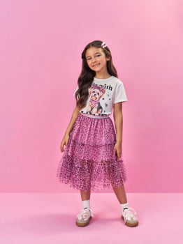 CONJUNTO INFANTIL CINTI BLUSA E SAIA ESTAMPADA - 12628