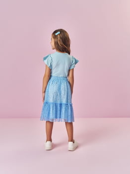 CONJUNTO INFANTIL CINTI BLUSA E SAIA MIDI EM TULE COM CORAÇÕES E BRILHO - 12656 CONJUNTO INFANTIL CINTI BLUSA E SAIA MIDI EM TULE COM CORAÇÕES E BRILHO - 12656