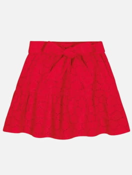 CONJUNTO INFANTIL CINTI BLUSA E SAIA SHORT EM LAISE CORAÇÕES - 12257