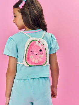 CONJUNTO INFANTIL CINTI BLUSA E SHORT ACOMPANHA MOCHILA DE MELANCIA - 12560