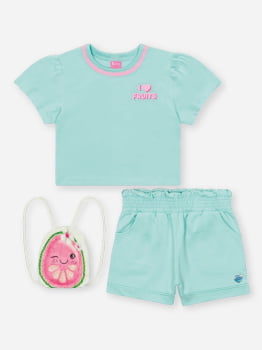 CONJUNTO INFANTIL CINTI BLUSA E SHORT ACOMPANHA MOCHILA DE MELANCIA - 12560