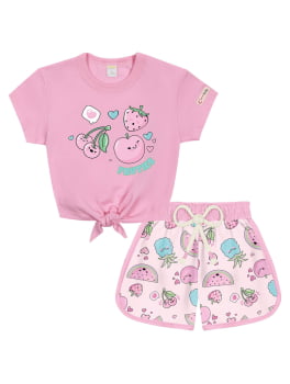 CONJUNTO INFANTIL CINTI BLUSA E SHORT COM ESTAMPA DE FRUTINHAS - 10249