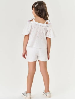 CONJUNTO INFANTIL CINTI BLUSA E SHORT EM LAISE FLORAL - 12241