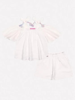 CONJUNTO INFANTIL CINTI BLUSA E SHORT EM LAISE FLORAL - 12241