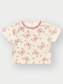 CONJUNTO INFANTIL CINTI BLUSA E SHORT EM MOLETINHO COM ESTAMPA DE BORBOLETAS - 10423