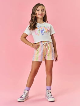 CONJUNTO INFANTIL CINTI BLUSA E SHORT ESTAMPADA ARCO - ÍRIS - 12228