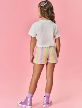 CONJUNTO INFANTIL CINTI BLUSA E SHORT ESTAMPADA ARCO - ÍRIS - 12228